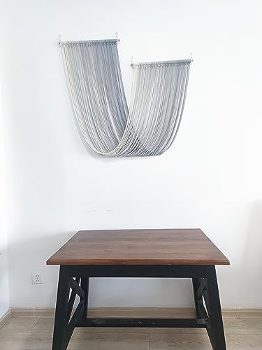 QULBUJ Dip Dye Large Macrame Wall Hanging Tie-Dye Yarn Tapestry Home Boho Wall Decor Ombre Art Headboard Bedroom Living Room 52" Wx34 L,Grey - Image 5