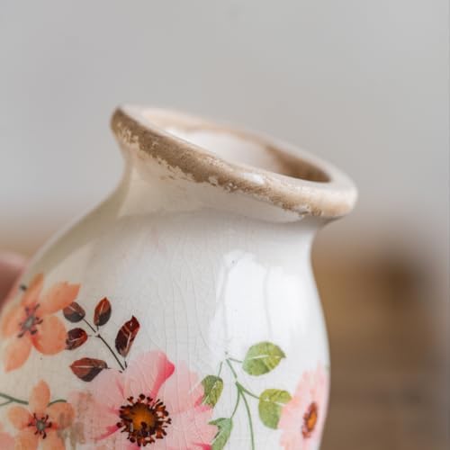 Vintage Vase Set of 3, Ceramic Vintage Flower Vases, Chinoiserie Decorative Home Decor Retro Floral Vase Rustic Farmhouse Decor for Table Bookshelf Mantel Kitchen Living Room Office - Colorful Daisy - Image 4