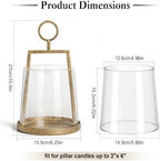 Modern Farmhouse Hurricane Candle Holder, Antique Brass Metal Centerpiece - Image 2