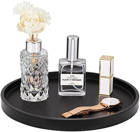 Emibele Vanity Tray, Black Round Trays for Bathroom Bedroom Countertop by Emibele