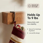 Lulu Decor,100% Cast Iron 8" Brown Straight Branch Stocking Holder for mantle Holds Up to 9 lbs Low Profile Design with Rubber Grip Ideal for Christmas Stockings Garland Holder Antler shape (Set of 4) - Image 6