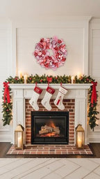 20" Christmas Wreath with Candy Canes, Red & Pink Bow for Front Door Decor - Image 5