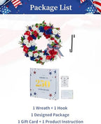 BLOSMON 4th of July Patriotic Wreath for Front Door, 24 Inch - Image 4