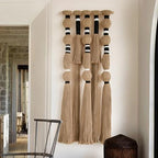 Macrame Wall Hanging Geometric Khaki Boho Fiber Craftsmanship 15.7"W*39"L - Image 4