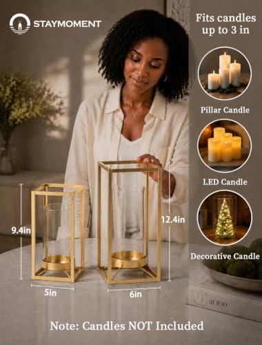 Gold Lantern Decorative Indoor, Candle Holder for Wedding - Image 4