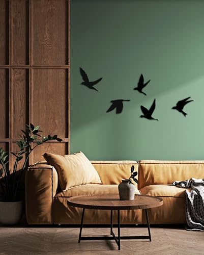 Birds Metal Wall Decor Set of 5, Minimalist Bird Flock Wall Art, Metal Garden Decorations, Home Decor, Modern Home Decoration, Birds Sign for Living Room, Birds Wall Hangings for Office, Bird Art (Black, 5" / 13 cm - SMALL) - Image 6