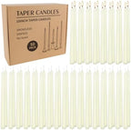 WPONSZU 50 Pack Ivory Taper Candles, 7-8 Hours Burn Time, Unscented, Smokeless and Dripless, 4/5 x 10 Inch for Christmas,Household,Dinner,Wedding,Valentine's Day,Party and Home Décor Candlesticks by WPONSZU