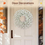 26 Inch Fall Wreath for Front Door, Autumn Thanksgiving Decor (White) - Image 5