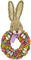 National Tree Company 24 in Artificial Easter Wreath Decorated with Colorful Wood Curl Flower Blooms, Pastel Eggs, Ribbon, Bunny Head, Indoor or Covered Outdoor Easter Decoration, Front Door Wreath by Unknown