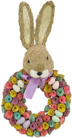 National Tree Company 24 in Artificial Easter Wreath Decorated with Colorful Wood Curl Flower Blooms, Pastel Eggs, Ribbon, Bunny Head, Indoor or Covered Outdoor Easter Decoration, Front Door Wreath by Unknown