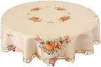 Simhomsen Large Embroidered Fall Autumn Harvest Pumpkins Tablecloth for Thanksgiving (Round 90 inches) by Simhomsen