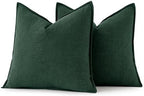 MIULEE Decorative Linen Euro Sham Pillow Covers 24x24 Dark Green - Image 6