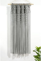 Lush Decor Boho Macrame Textured Cotton Window Curtain Panel Single 40" W x 63" L Gray - Macrame Curtains for Windows, Room Divider, Boho Wall Decor - Image 2