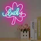 Lucky Clover Neon Sign for Girls Bedroom, Pink Aesthetic Dorm Room Decor - Image 3
