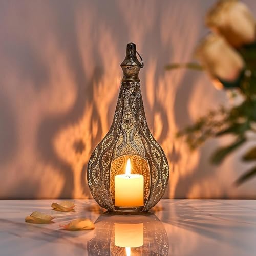 Candlestick Candle Barrels Moroccan Style Retro Lanterns Projection Lights Hollowed-Out Decorations Home Ramadan Hanging Outdoor Indoor Courtyard Porch Festival Weddings by Unknown
