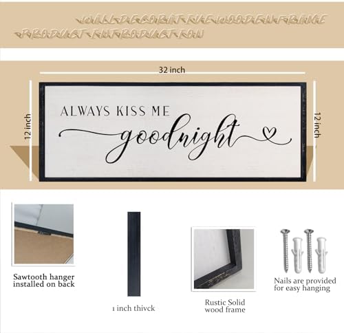 comurdyo Love Theme Always Kiss Me Goodnight Sign 32"×12" Black - Image 2