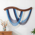 Navy Blue Macrame Wall Hanging Dip Dyed Yarn Wall Art, Modern Boho Decor by Mindsoft