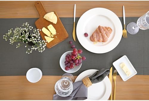 Solino Home 100% Pure Linen Table Runner Gray, Classic Hemstitch 14 x 72 in - Image 3