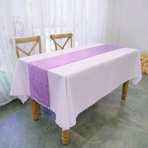 Lavender Sequin Table Runner 6 Pack, 12''x108 Glitter Table Runner - Image 5