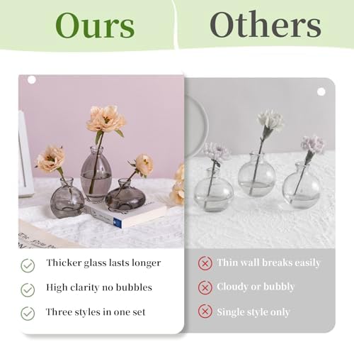 Glasseam Glass Bud Vase for Centerpieces: 12Pcs Gray Mini Small Vases Bulk - Image 6