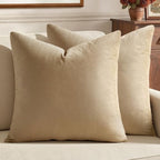 MIULEE 24x24 Inch Pack of 2 Euro Velvet Throw Pillow Covers Beige by MIULEE