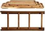 Elama Acacia Wood 3 Tiered Rectangular Ladder Tray Serving Set, Cupcake Tray, Serveware Set, Decorative - Image 5