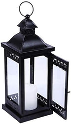 Hosley 15" Clear Glass Iron Lantern - Large Black Classic Style, Decorative Candle Holder for Weddings, Parties, Aromatherapy, Spa, LED Candles, Home Décor Gift - Image 6