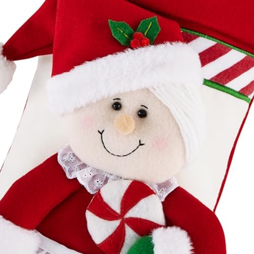 Let's Make Memories Personalized Christmas Stocking - Stockings for Family - Embroided - 3-D Plush - Christmas Decor - 8"x18" - Candy Cane Family - Mrs. Claus - Image 2