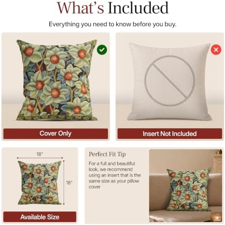 William Morris Orange Tree Tapestry Throw Pillow Cover 18 x 18 in - Image 6