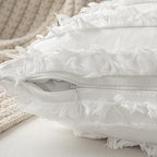 MIULEE Boho Linen Striped Euro Throw Pillow Covers 24x24, White - Image 6