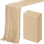 Aktor 12 Pack Beige Cheesecloth Table Runner 10Ft Gauze Table Runner Boho Semi Sheer Cheese Cloth Fabric Runners for Wedding Birthday Baby Shower Party Table Decoration（Beige） by Unknown