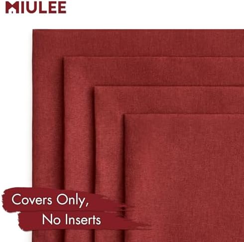 MIULEE Pack of 4 Christmas Decorative Outdoor Throw Pillow Covers Linen Waterproof Pillow Covers Summer Farmhouse Cushion Cases for Patio Garden Tent Balcony Couch Sofa 18x18 Inch Burgundy - Image 5