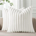 Pallene Faux Fur Decorative Throw Pillow Covers 24x24 Set of 2, White by PALLENE