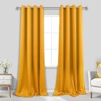 KOUFALL 108 Inch 9FT Room Darkening Curtains, Grommet Drapes for Living Room Bedroom, 2 Panels Set, 9 FT Length 52'' W x 108'' L Inches, Mustard Yellow by KOUFALL