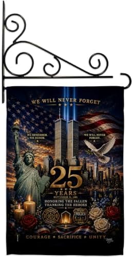 25th 9/11Honoring Fallen Thanking Heroes Flag Wall Holder Kit September 11 25th Poster Patriot Day Yard Decor Memorial Gifts Commemorative Memorabilia Decorations Garden Remembrance Tribute Tapestry by Unknown