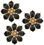 Villa Como Set of 3 Black and Gold Metal Flowers Wall Art Decor 10" by VillaComo