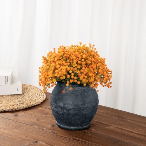 Briful Rustic Vintage Ceramic Pottery Vase, 6.1'' Farmhouse Table Decor with Distressed Texture, Wide Mouth Decorative Jar Vases for Home Decor, Shelf & Entryway, Black - Image 6