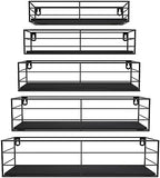 CRUGLA Floating Shelves Wall Mounted Set of 5, Black Hanging Storage Wall Shelf for Bathroom, Kitchen, Bedroom, Living Room Home Decor by CRUGLA