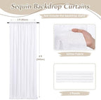 White Sequin Backdrop Curtains,4 Panels 2FTx8FT Glitter Wedding Backdrop - Image 4