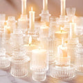 30 Pcs Glass Candlestick Holders Tealight Candle Holders, Double Side Taper Candle Holders for Dining Table Decor Birthday Centerpiece Wedding, Clear by %E2%80%8B%E2%80%8BPawCozy%E2%80%8B%E2%80%8B