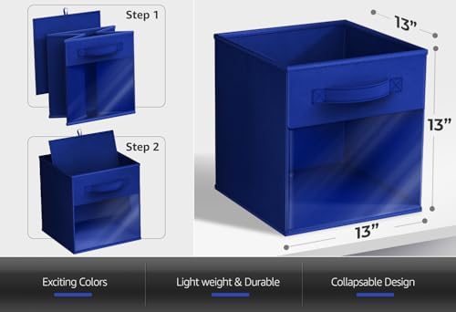 Sorbus 6-Pack Fabric Storage Cubes (13 Inch, Deep Rainbow with Window) - Image 3
