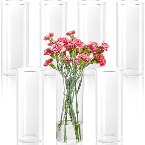 7pcs Glass Cylinder Vases for Centerpieces - 10 Inch Tall Glass Vases for Flower, Clear Flower Vase Bulk Floating Candle Vase for Table Centerpiece Wedding Home Décor by TumblerHome