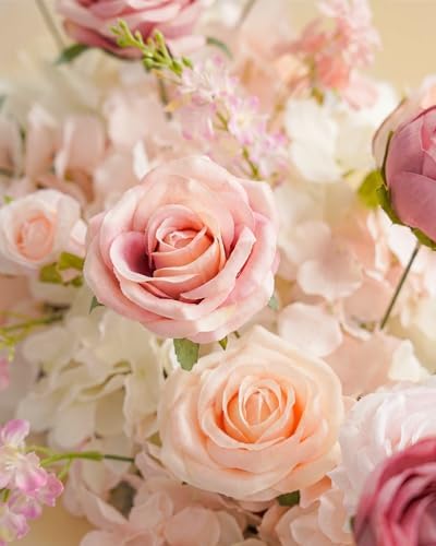 72inch Aisle Flower Garland with Chiffon Sheer Drape, Pastel Pink & White Rose with Sakura Artificial Flowers, Floral Runner for Wedding Arch, Backdrop, Reception Table Decor, Ceremony Pathway - Image 5