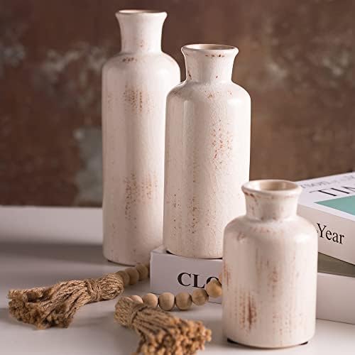 Ceramic Vase Set - 3 Small Vases,KAYLYNN Ceramic Vases for Rustic Home Decor, Living Room Decor, Table Décor, Bookshelf, Mantel Decor, Vases for Centerpieces, Vases for Flowers, Decorative - Image 4