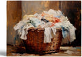 Farmhouse Laundry Wall Art,Vintage Laundry Basket Print,Vintage Spring Cleaning Print,Vintage Muted Laundry Basket Painting,Farmhouse Artwork Cottage Core Decor Painting16x24inch Framed Art by Unknown