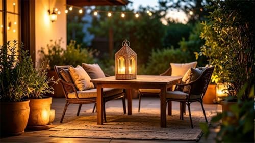 Handmade Artificial Rattan Candle Lantern, Boho Woven Decorative Lantern for Indoor & Outdoor Patio Garden Wedding Decor (1) - Image 6