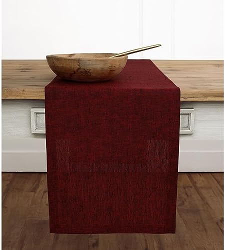 Solino Home 100% Pure Linen Dining Table Runner Red, Athena 14 x 108 in - Image 2