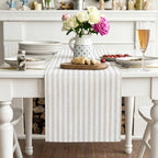 6 Pcs Beige and White Stripe Table Runner, 13 x 72 Inch - Image 4