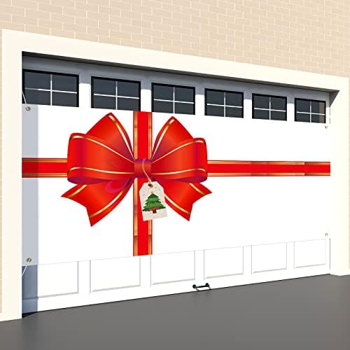 Oudain Christmas Garage Door Cover Red Bow Gift Box Design Backdrop - Image 7