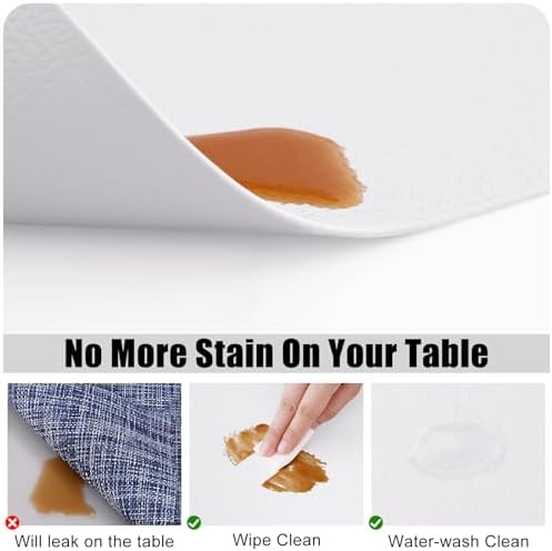 Homaxy PU Faux Leather Placemats for Dining Table, Set of 6, White - Image 4